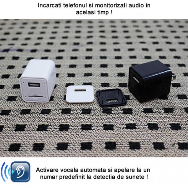 Incarcator USB de Telefon cu Microfon GSM Spion Integrat – Functie de Activare Vocala [2]