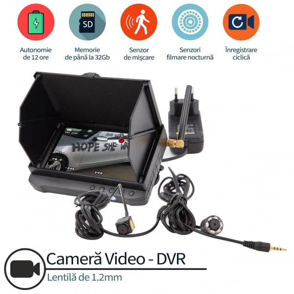Cameră Video Spy Ascunsă Anti-Vandalism Auto, Protecție Completă, Senzor de Mișcare, Stocare pe Card MicroSD 32GB [4]