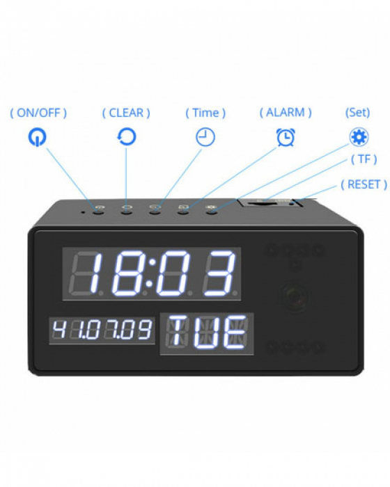 Ceas de birou cu Microcamera Wi-Fi IP Wireless Spy HD Smart, Detector de Miscare, Night Vision, 64GB, CCSWIIP31 [3]