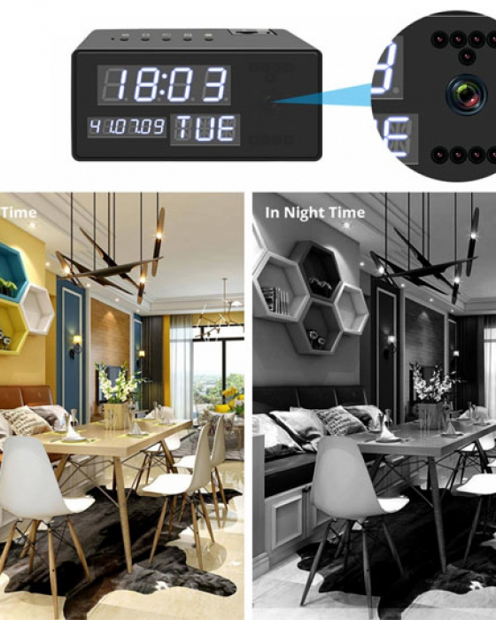 Ceas de birou cu Microcamera Wi-Fi IP Wireless Spy HD Smart, Detector de Miscare, Night Vision, 64GB, CCSWIIP31 [5]