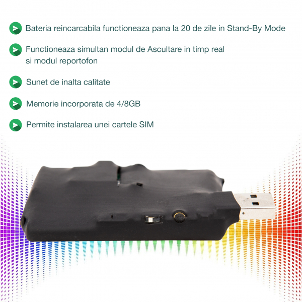 Dispozitiv Profesional pentru Supraveghere 141 de Ore Stocare, Hibrid - GSM + Reportofon Spy, Activare Vocala Dubla - ACCOMB141 [2]