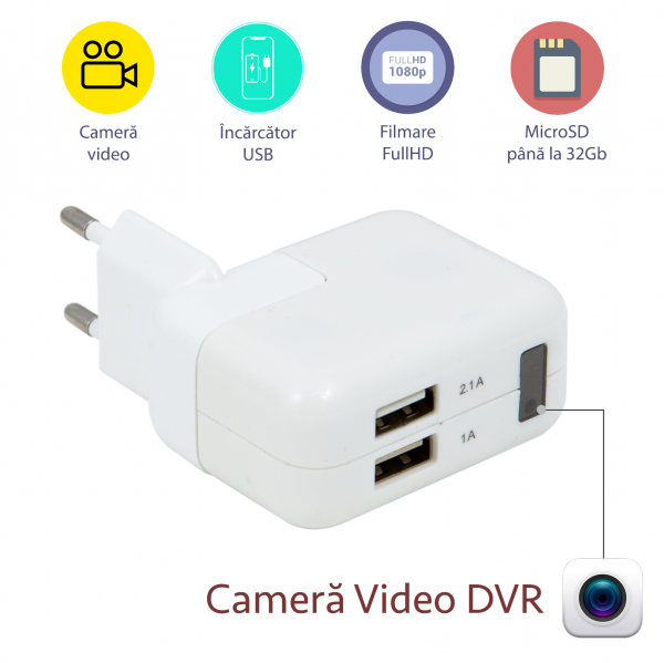 Incarcator Telefon-Tableta cu Camera Video Spion, Rezolutie 1080p, Senzor de Miscare, 32GB, Alimentare Permanenta [5]