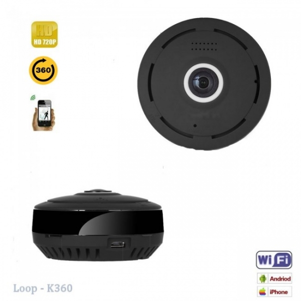 LOOP-K360 - Modul Microcamera Video Spion WiFi IP, 360 de Grade, Filmare pe Timp de Noapte, Unghi Lentila 180°, Detector de Miscare, 128Gb [3]