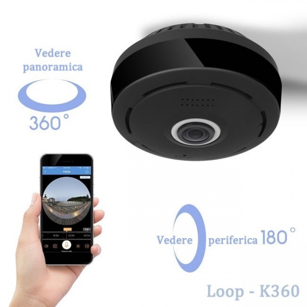 LOOP-K360 - Modul Microcamera Video Spion WiFi IP, 360 de Grade, Filmare pe Timp de Noapte, Unghi Lentila 180°, Detector de Miscare, 128Gb [4]