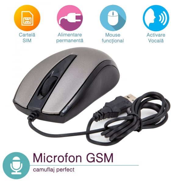 Microfon Gsm Spy cu Activare Voce Ascuns in Mouse - Model MMGS1003 [1]