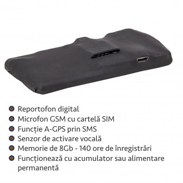 Microfon Hibrid cu Reportofon Spy si Microfon GSM - Activare Vocala Dubla, AGPS - Memorie 8GB - Stocare 140 de Ore [6]