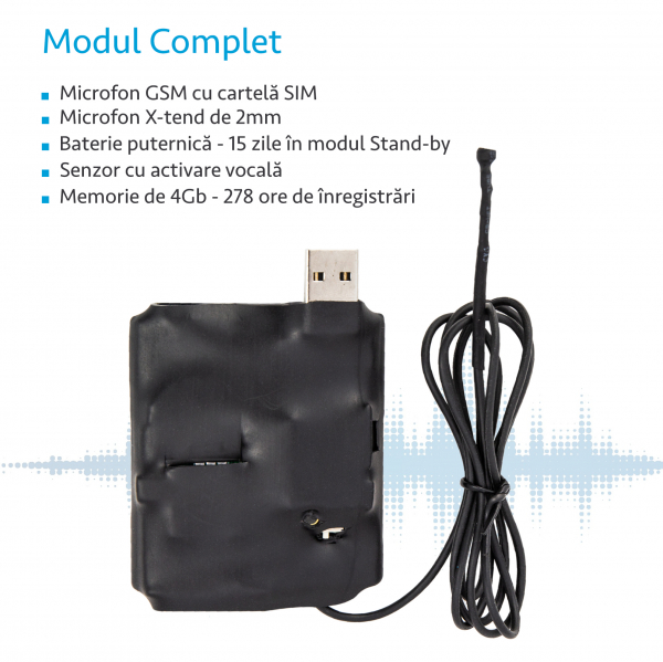 Microfon Spion Hibrid – Microfon GSM cu Activare Vocală + Reportofon 278 de Ore Stocare - Memorie 4GB [2]