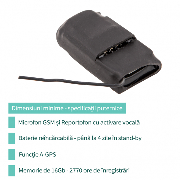 Mini modul microfon spion  cu modul gsm cu activare vocala + reportofon + AGPS, 2999 ore,MINIRIB08 [2]