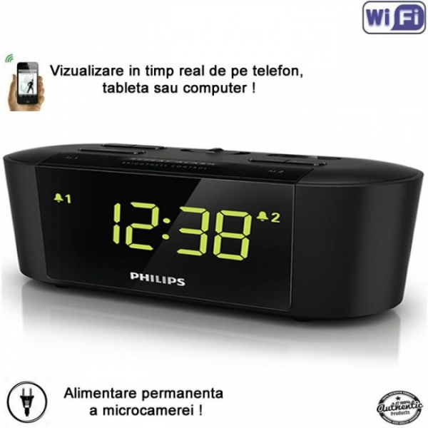 Camera spion WI-FI IP P2P camuflata in ceas de birou cu radio [3]
