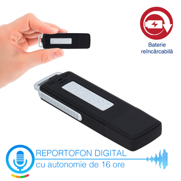 Reportofon Spion Camuflat în Stick de Memorie de 4GB | 70 ore de Înregistrare | 16 Ore Autonomie Baterie |  RMVR4GB [2]
