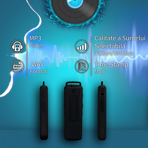 Reportofon Spion cu Activare Vocala in Stick USB, 16Gb-1128 de ore, 26 de ore autonomie, Ultra-Profesional [4]