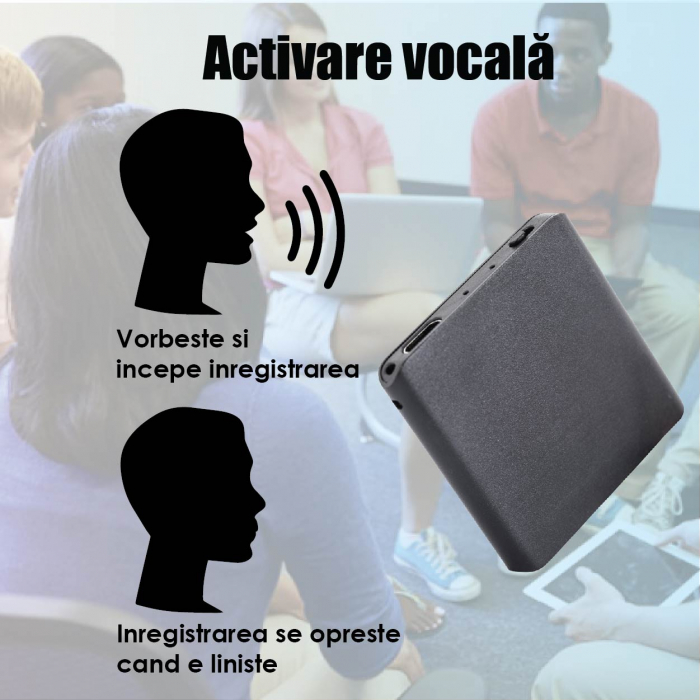 Reportofon Spionaj cu Functie de Detectie Voce, Autonomie 24 de Ore – Memorie Interna 8GB – Stocare 145 Ore [6]