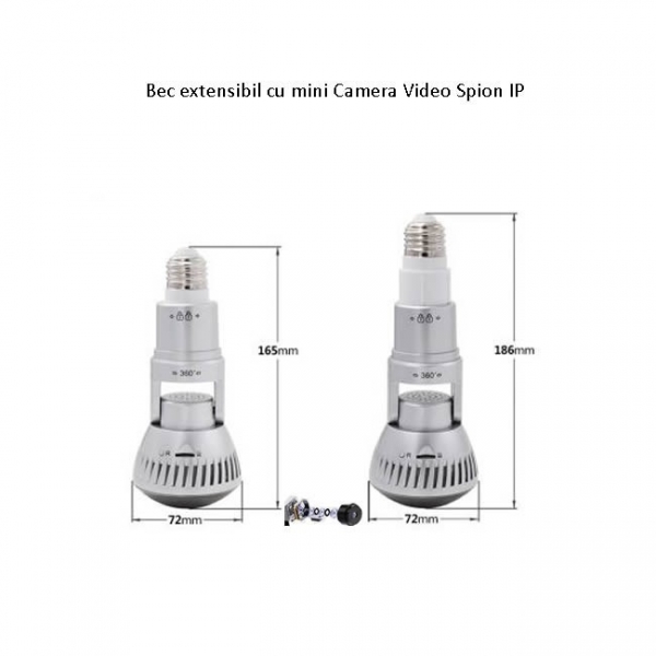 Camera Video Ip Wi-fi DVR pentru Spionaj Discret Camuflata in Bec Corp Rotativ Extensibil [3]