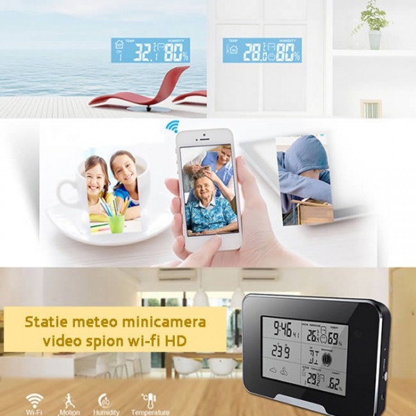 Statie meteo cu minicamera video pentru spionaj IP wi-fi, p2p, full HD [4]
