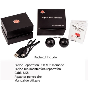 Reportofon Spy Mascat in Breloc de Chei | Memorie 4GB | Functie de Activare Vocala | 32 Ore Autonomie Baterie | 2 moduri de inregistrare: continuu sau la detectie de sunet [6]