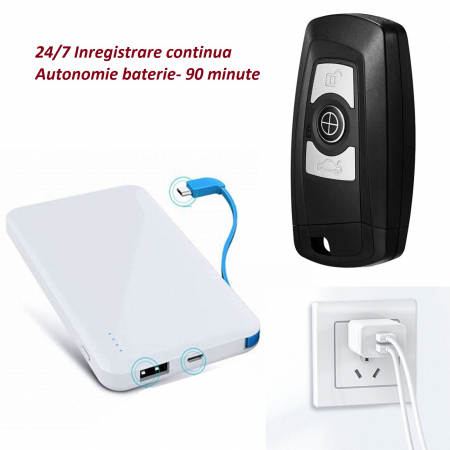 Camera Video cu Rezolutie 4K Integrata in Telecomanda Auto, conexiune Wi-fi ,micro SD 128 GB [3]