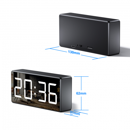 Ceas de Birou cu Camera 1080P WiFi, Detectie Miscare, Night Vision, Monitorizare Audio si Stocare pana la 256GB [2]