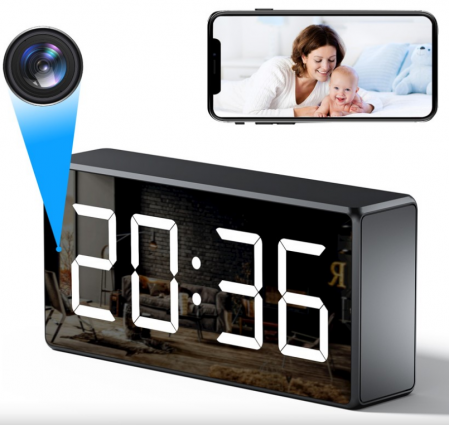 Ceas de Birou cu Camera 1080P WiFi, Detectie Miscare, Night Vision, Monitorizare Audio si Stocare pana la 256GB [1]