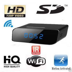 Ceasuri cu Camera Spion - Camera spion WI-FI IP,  HD,  mascata in ceas desteptor, infrarosu invizibil