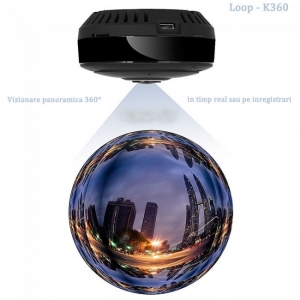 LOOP-K360 - Modul Microcamera Video Spion WiFi IP, 360 de Grade, Filmare pe Timp de Noapte, Unghi Lentila 180°, Detector de Miscare, 128Gb [0]