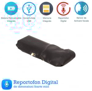 Reportofon Spion cu Activare Vocala – cel mai mic , 7 grame – 8 GB -152 de Ore Stocare - Sublimo-8GbVA