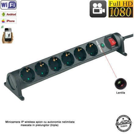 MiniCamere IP P2P - vizualizare prin internet pe telefon - Microcamera Video de Supraveghere  IP wi-fi P2P in Prelungitor , 128 Gb,1080p , Senzor Miscare, PTCSIP2P858