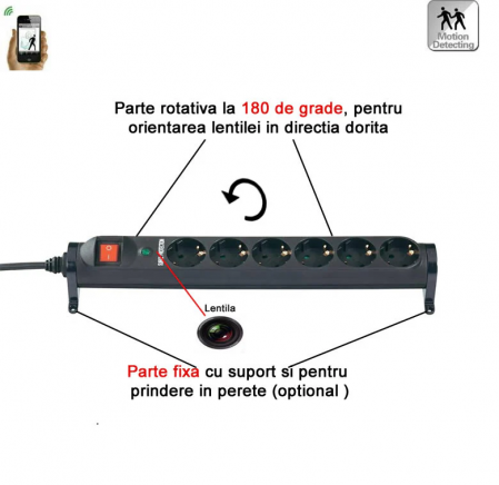 Microcamera Video de Supraveghere  IP wi-fi P2P in Prelungitor , 128 Gb,1080p , Senzor Miscare, PTCSIP2P858 [1]