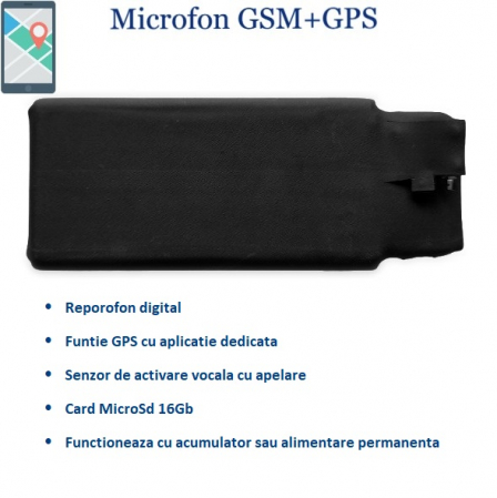 Microfon Spy Hibrid Profesional | Microfon GSM cu Activare Vocala + Reportofon 2750 Ore + GPS [1]