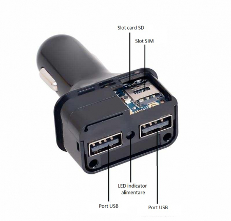 Incarcator auto cu Localizator GPS, Alimentare continua, Aplicație iOS/Android, Localizare in timp real [2]