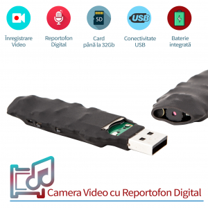 Modul Spy Profesional - Cameră Video cu Autonomie 5 ore și Reportofon 22 de Ore Autonomie, 0,8 mm , 13 Grame [1]