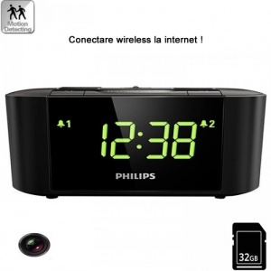 Camera spion WI-FI IP P2P camuflata in ceas de birou cu radio [0]