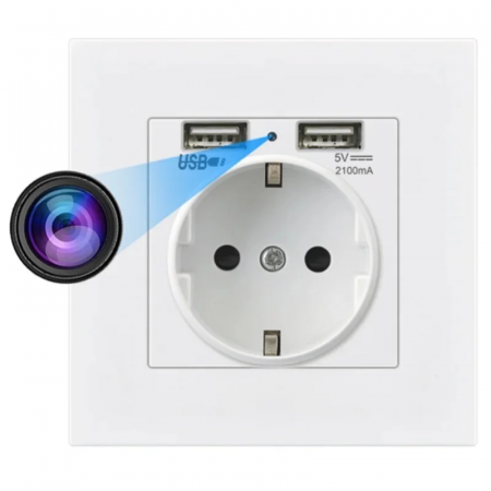 Minicamere Spion cu Detectie Miscare - Priza cu Camera Spion Integrata Wi-Fi, Full HD și Senzor Mișcare, CAMIP105BW