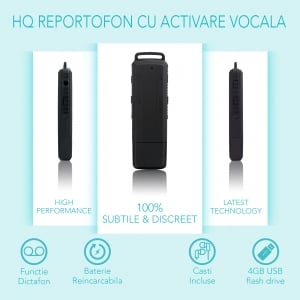 Reportofon Spion Ultra-Profesional Camuflat în Stick USB cu Activare Vocală | 4GB/282 de ore | Clear HD 384kbps/32kbps | Baterie 26 de ore | Căști Incluse | MAA-V4GB [9]