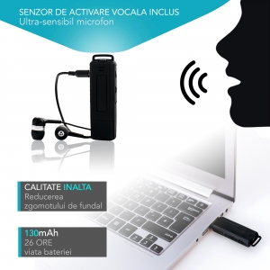 Reportofon Spion cu Activare Vocala in Stick USB, 16Gb-1128 de ore, 26 de ore autonomie, Ultra-Profesional [5]