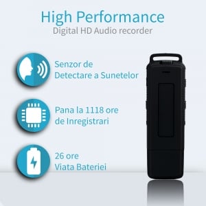 Stickuri USB Memorie Spion - Reportofon Spion cu Activare Vocala in Stick USB, 16Gb-1128 de ore, 26 de ore autonomie, Ultra-Profesional