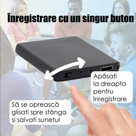 Reportofon Spionaj cu Functie de Detectie Voce, Autonomie 24 de Ore – Memorie Interna 8GB – Stocare 145 Ore [6]