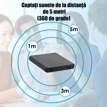 Reportofon Spionaj cu Functie de Detectie Voce, Autonomie 24 de Ore – Memorie Interna 8GB – Stocare 145 Ore [3]