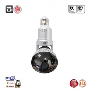 Camera Video Ip Wi-fi DVR pentru Spionaj Discret Camuflata in Bec Corp Rotativ Extensibil [1]