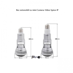Camera Video Ip Wi-fi DVR pentru Spionaj Discret Camuflata in Bec Corp Rotativ Extensibil [2]