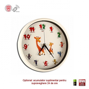 Ceas de perete camera spion pentru camera copiilor, senzor de miscare, telecomanda, card microSD 32Gb [0]