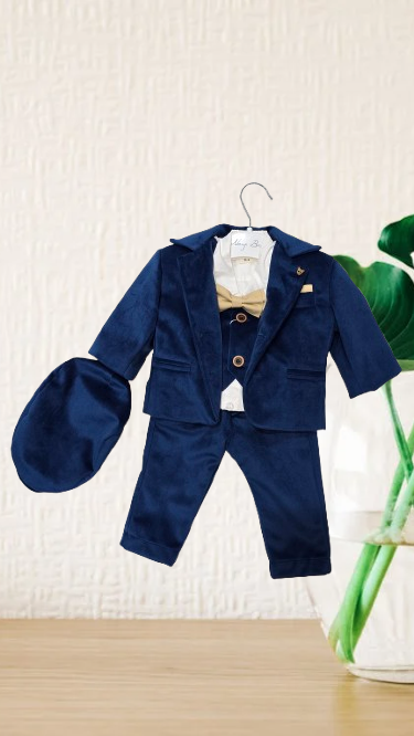 Costum botez din catifea complet 6 piese. [2]