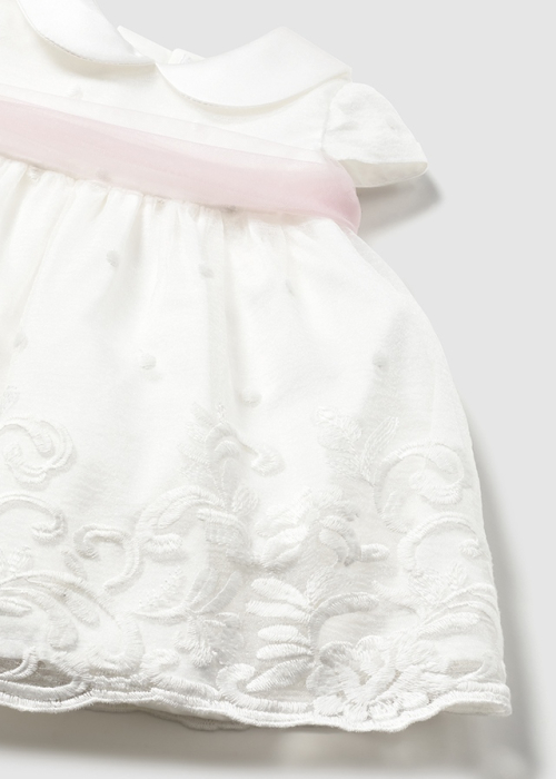 Mayoral ,Rochie fete eleganta 1889,  alba cu funda roz. [2]