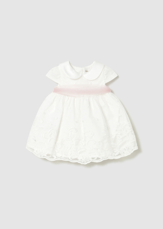 Rochite - Mayoral ,Rochie fete eleganta 1889,  alba cu funda roz.