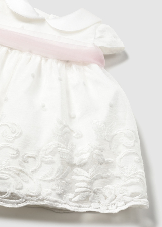 Mayoral ,Rochie fete eleganta 1889,  alba cu funda roz. [1]