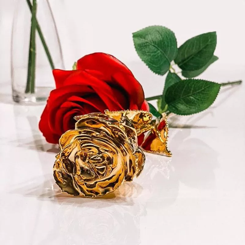 Trandafir placat cu aur de 24K