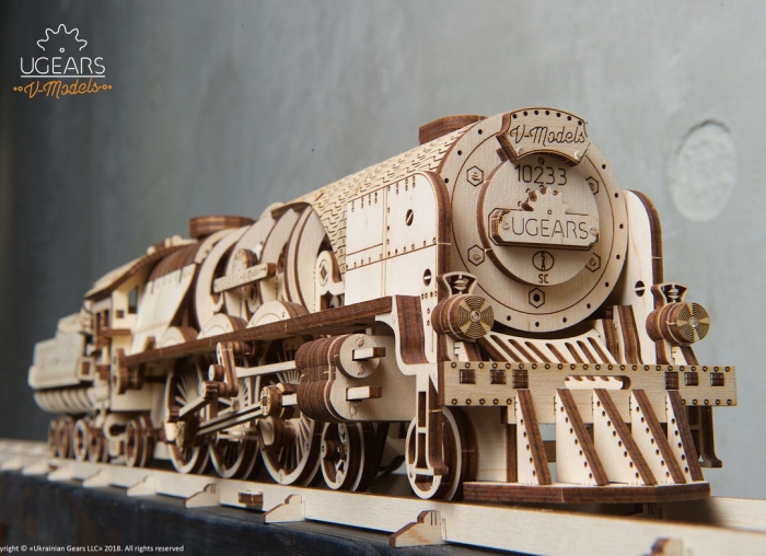 Puzzle 3D Tren V- Express cu abur din lemn Ugears [13]
