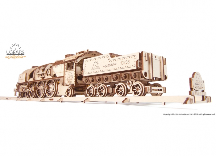Puzzle 3D Tren V- Express cu abur din lemn Ugears [16]