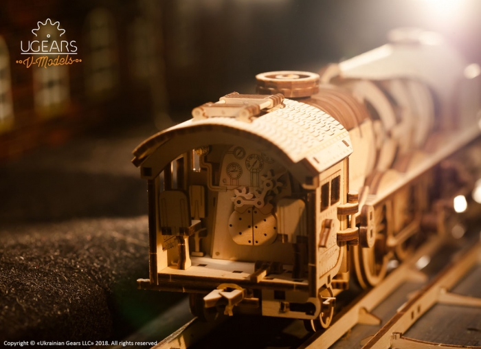 Puzzle 3D Tren V- Express cu abur din lemn Ugears [10]