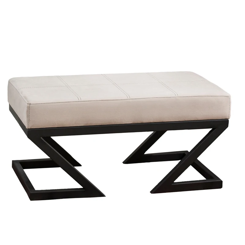 Bancheta Abay bej, cadru metalic, tapiterie catifelata, design modern [3]