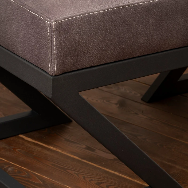 Bancheta Ago antracit, cadru metalic, tapiterie piele ecologica, design modern [2]